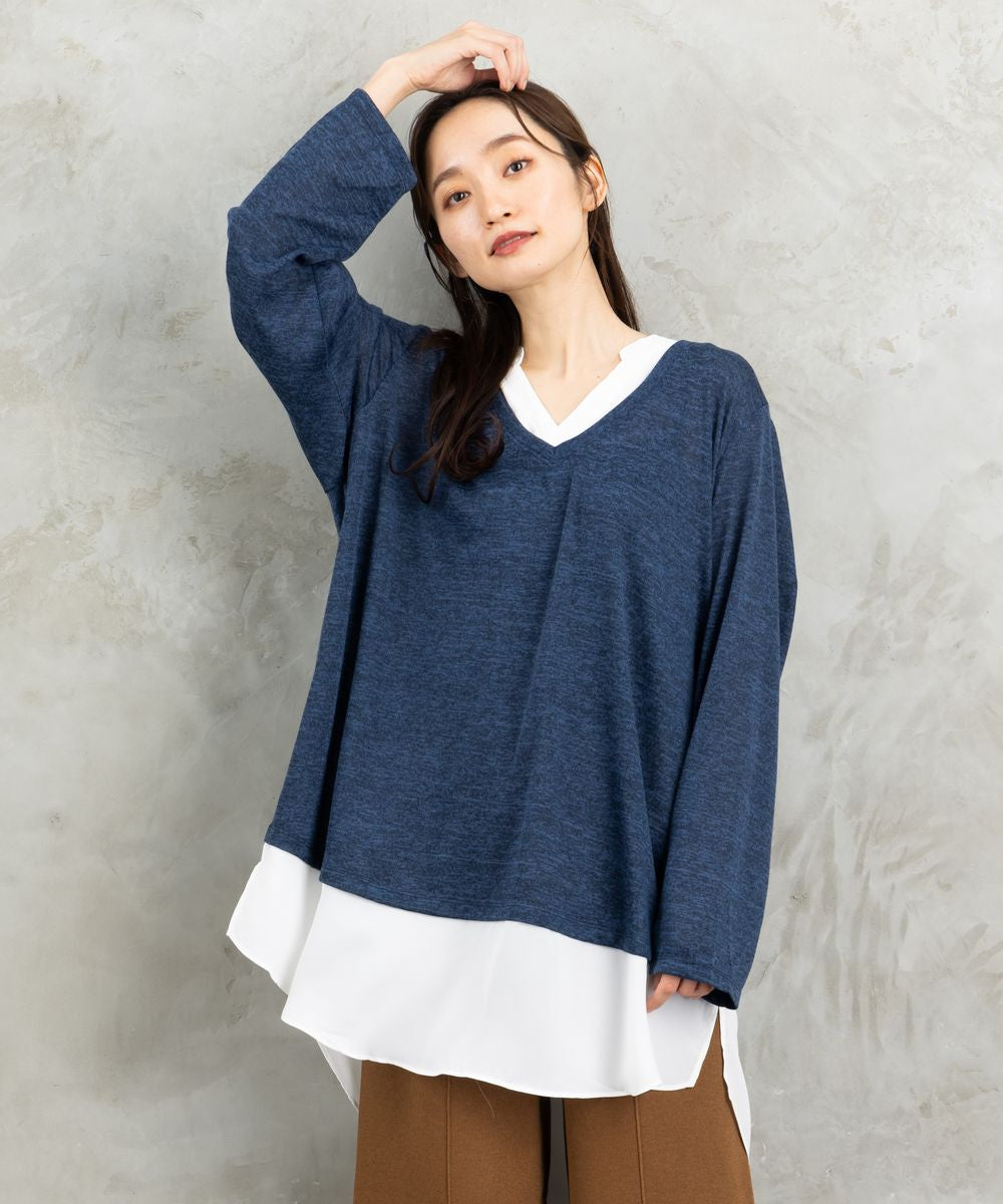 【web限定】【大きいサイズ】 15号・19号(3L・5L) fransa plus size selection シャツフェイクレイヤードVネックニット | sabstreet my standard(サブストリートマイスタンダード) 公式通販| 大きい サイズ レディース ファッシ